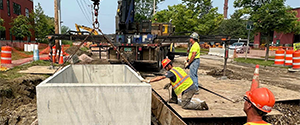 Installation of the electrical vault on Lakeside Avenue.