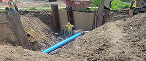 New waterline being tied into the existing waterline on the western end of Home Avenue.