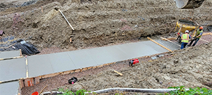 The Champlain Parkway included several stormwater features including the construction of a stormwater detention pond near Englesby Brook. Pictured pipe footing.