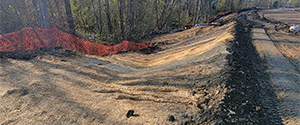 Erosion matting installed for slope stabilization near the Englesby box culvert.