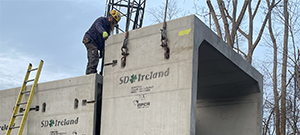 The Champlain Parkway Project includes several stormwater features including a box culvert for the Englesby Brook. Pictured placement of the precast box culvert segments.