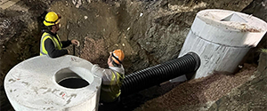 Installation of drainage structures on Pine Street just south of Lakeside Avenue.