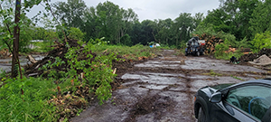 Crews performed clearing and grubbing work along the future Champlain Parkway alignment in preparation for construction. Clearing is the removal of vegetation above the ground such as trees and bushes and grubbing is the removal of subsurface vegetation such as stumps. 
