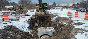 New stormwater infrastructure installed along the Champlain Parkway. Pictured adjacent to Briggs Street.
