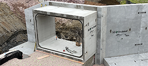 The Champlain Parkway Project includes several stormwater features including a box culvert for the Englesby Brook. Pictured completed downstream end of box culvert.