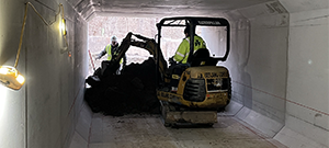 The Champlain Parkway Project includes several stormwater features including a box culvert for the Englesby Brook. Pictured completed downstream end of the box culvert.