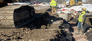 The installation of underdrain, a stormwater feature, beneath the new Champlain Parkway between Lakeside Avenue and Home Avenue.